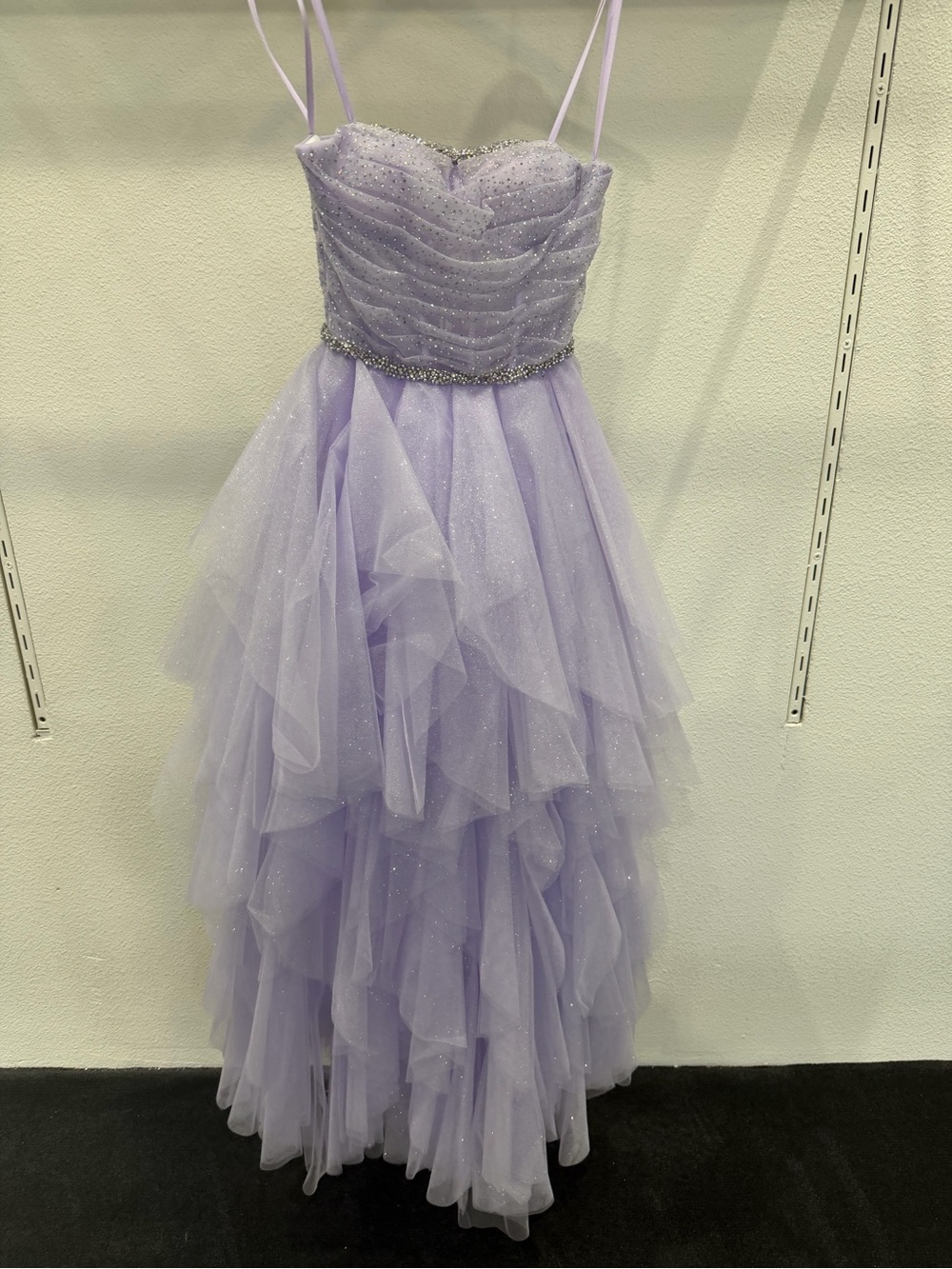 Sparkling Lilac Prom Gown with Beaded Waist